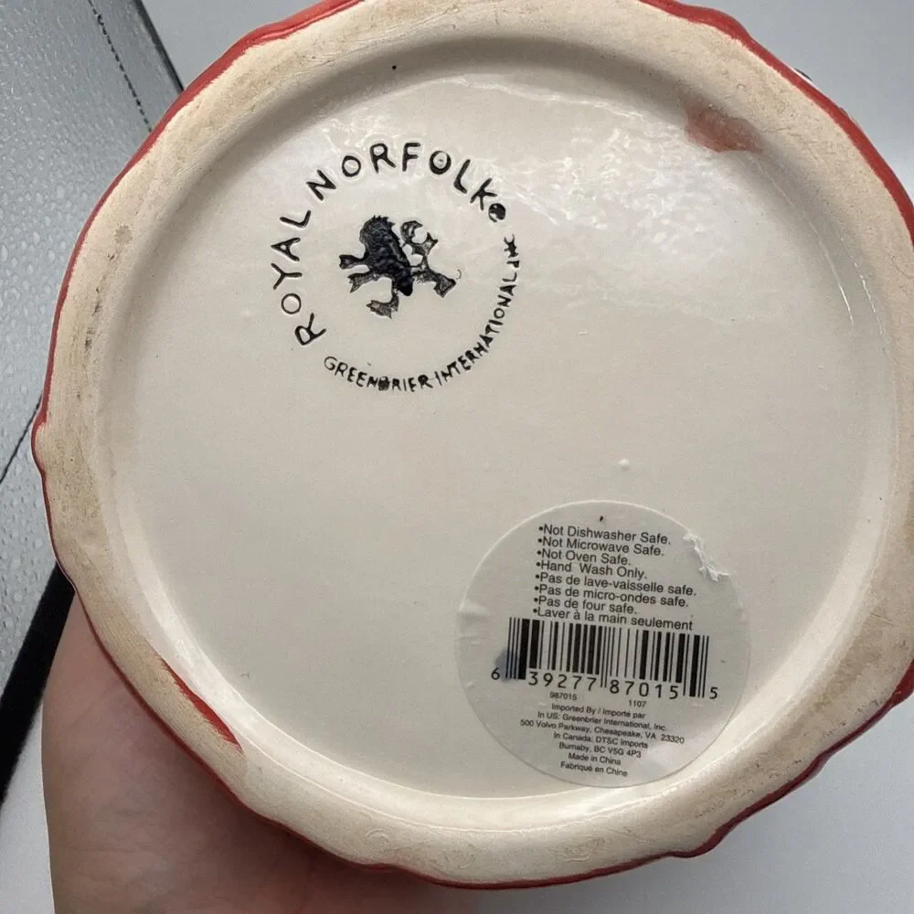 Vintage Royal Norfolk “Christmas Snowman” Holiday Ceramic Candy Dish Bowl, 5.5”